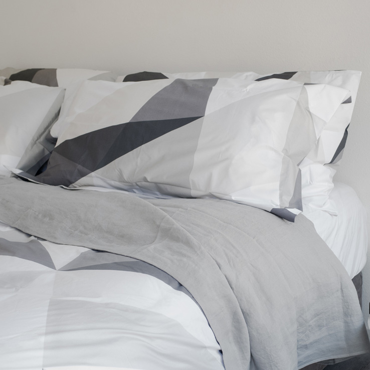 Diamond Grey Geometric Cotton Duvet Cover and Shams Luxury Italian Bed Linens